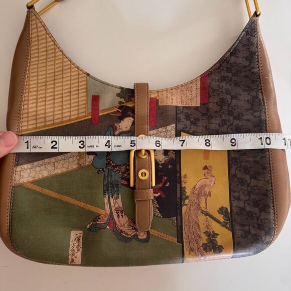 Icon Los Angeles Vintage Leather Geisha Painted Shoulder Bag Purse - Picture 8 of 11